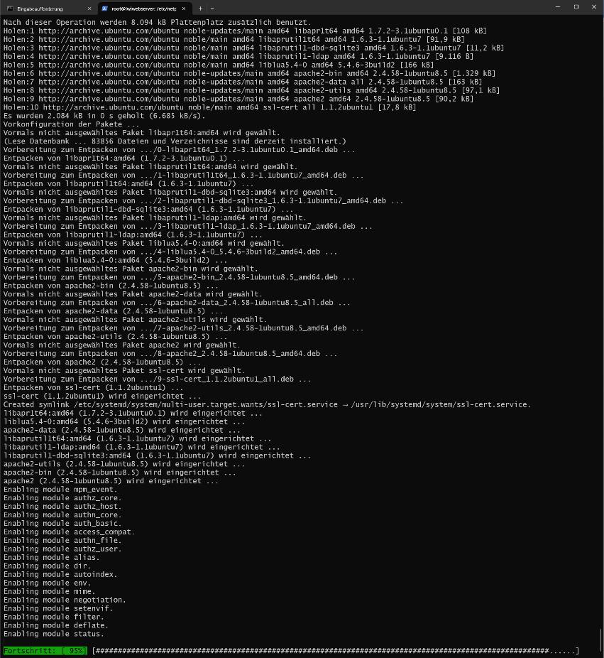Apache Webserver wird installiert
